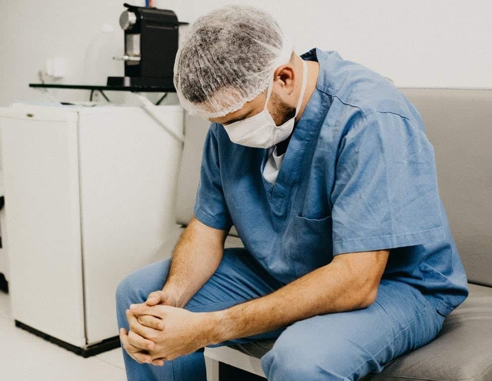 Tired healthcare worker