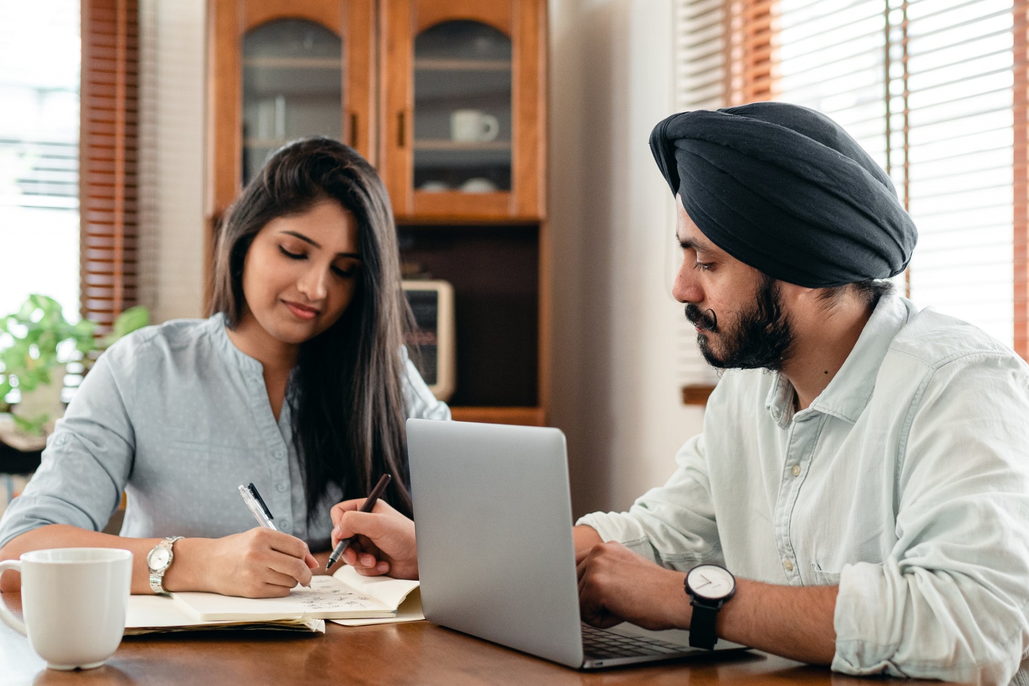 Man and woman studying
