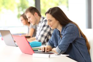 Students studying on laptops