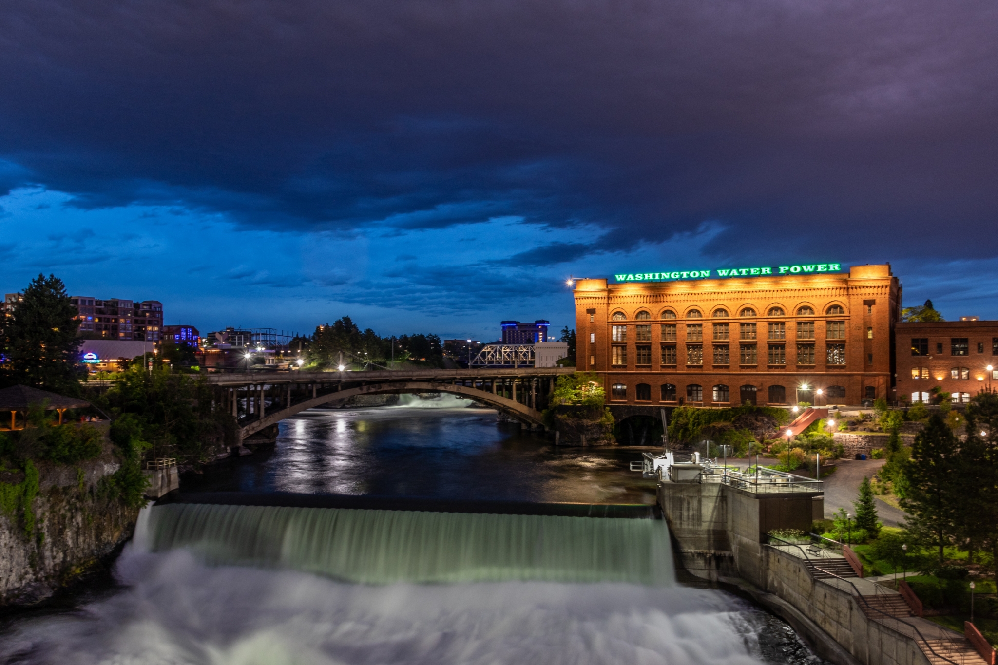 Night view of Spokane, Washington