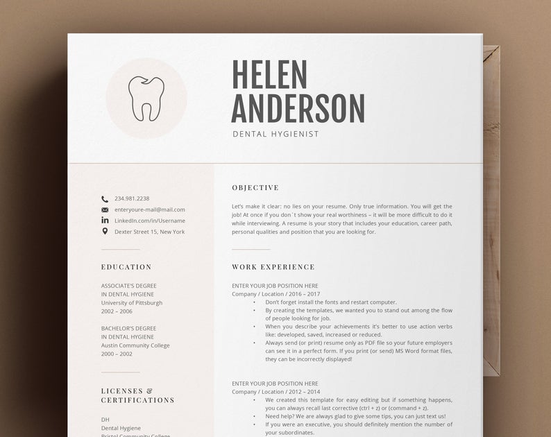 Dental professional resume template