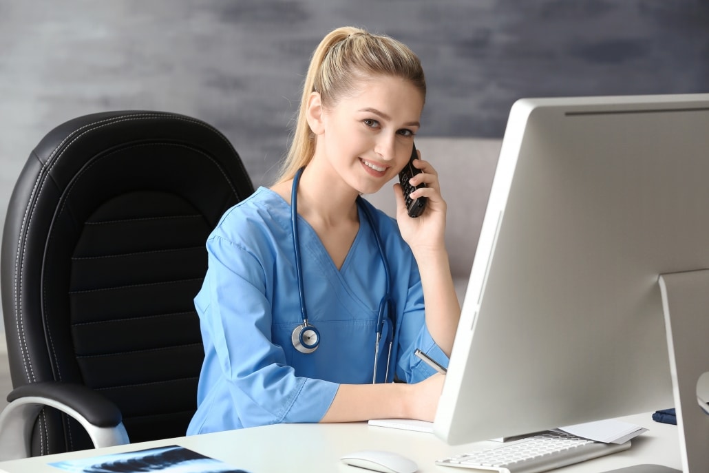 Medical professional on the phone