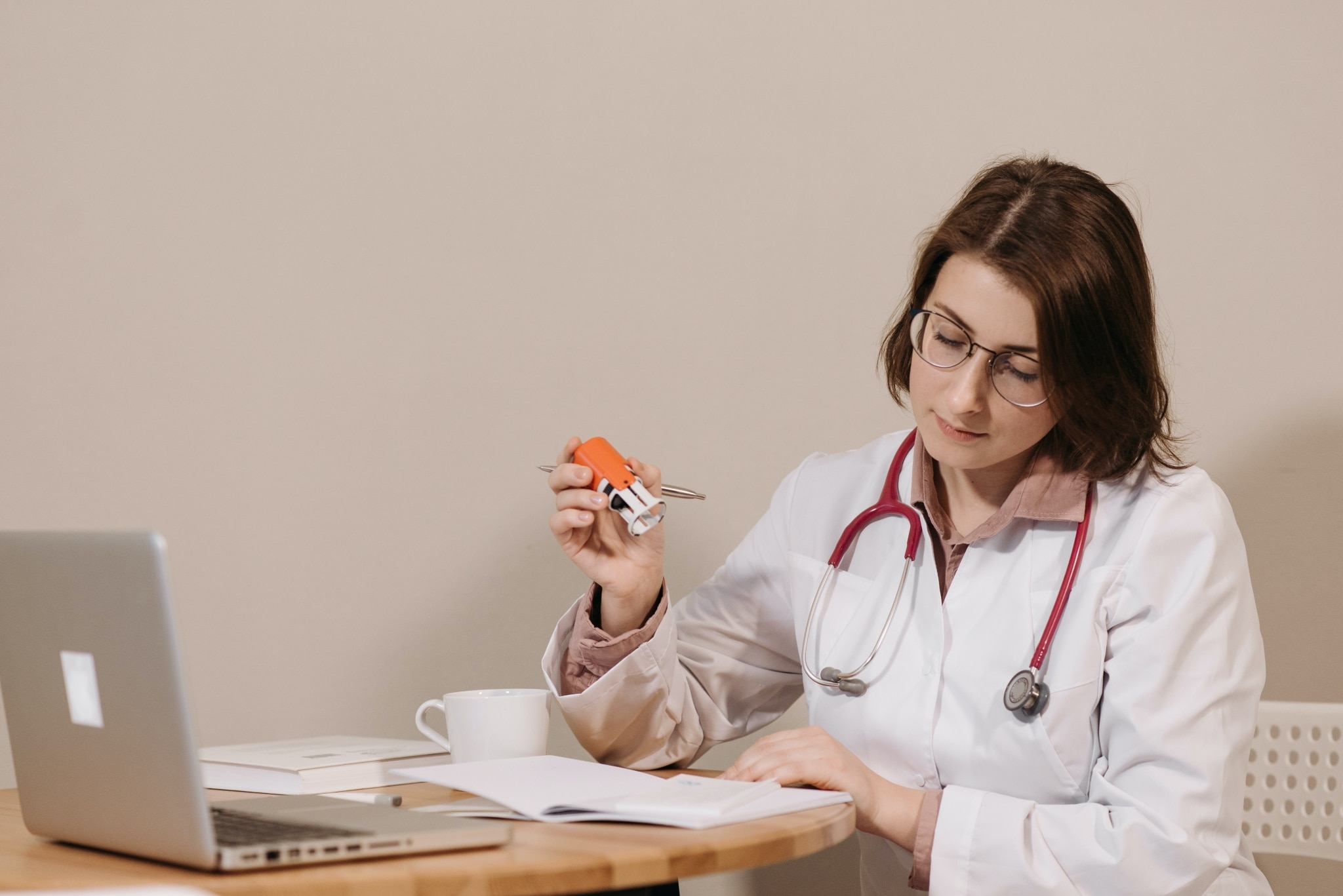 Doctor stamping paperwork