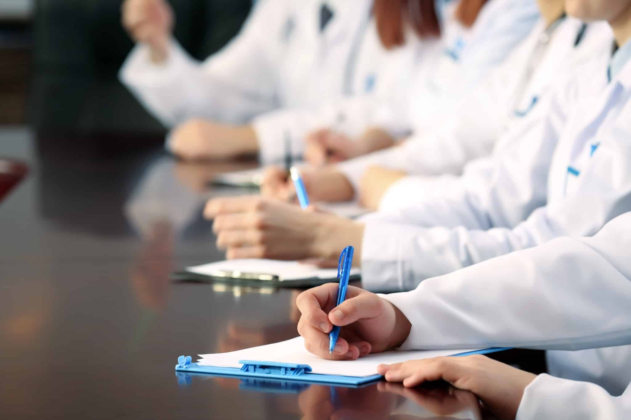 Medical workers in a conference room
