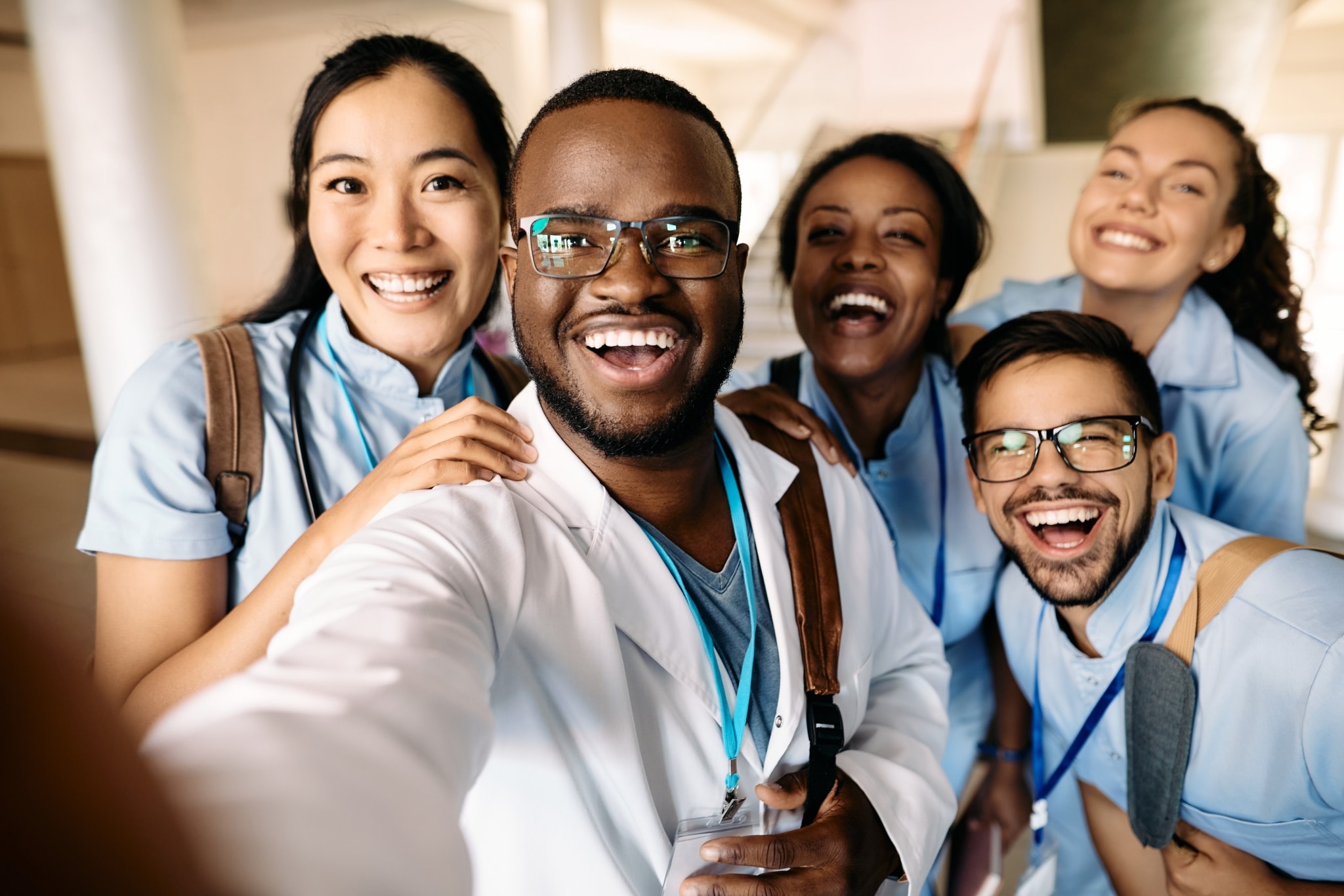 Group of happy medical students