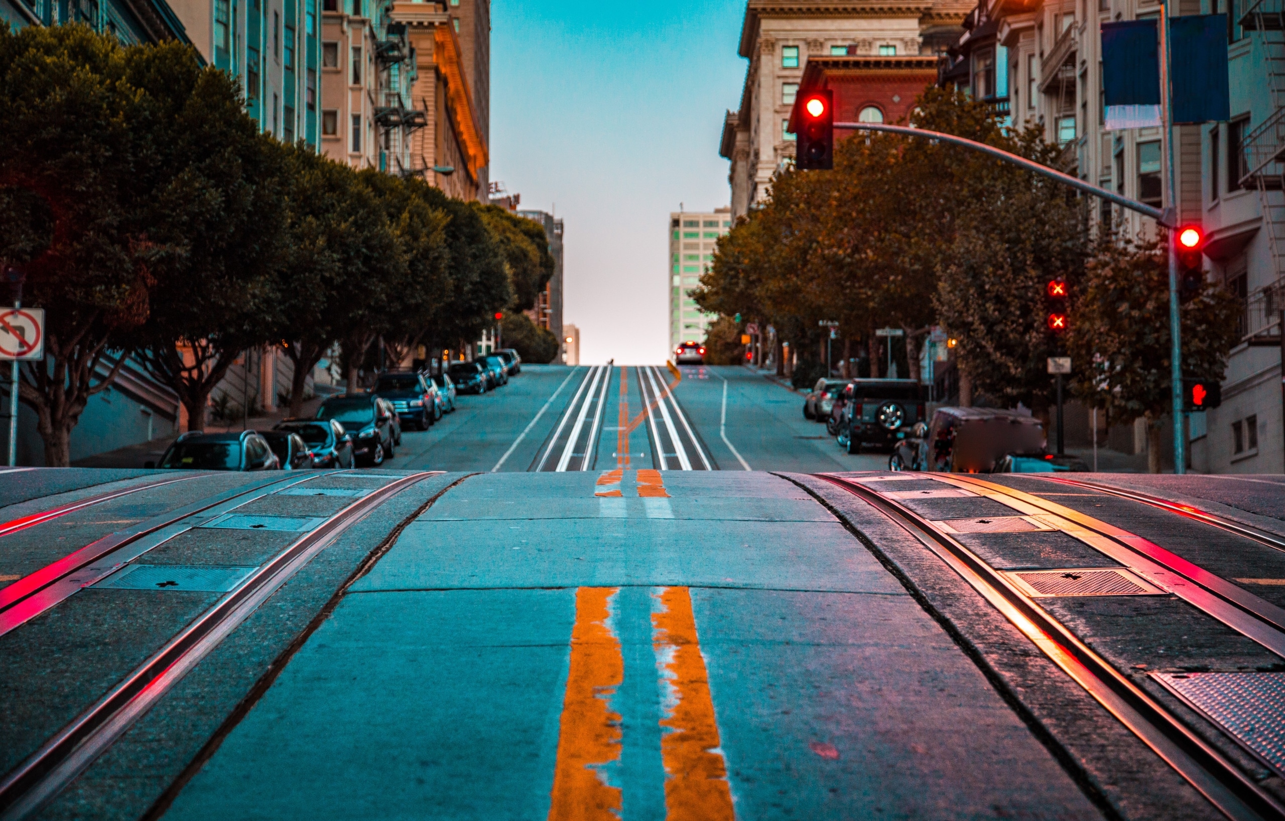 Close up of a city street in the Bay Area