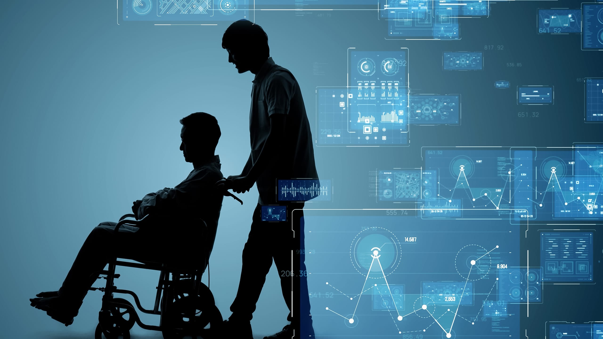 Medical technology concept with a patient and caregiver