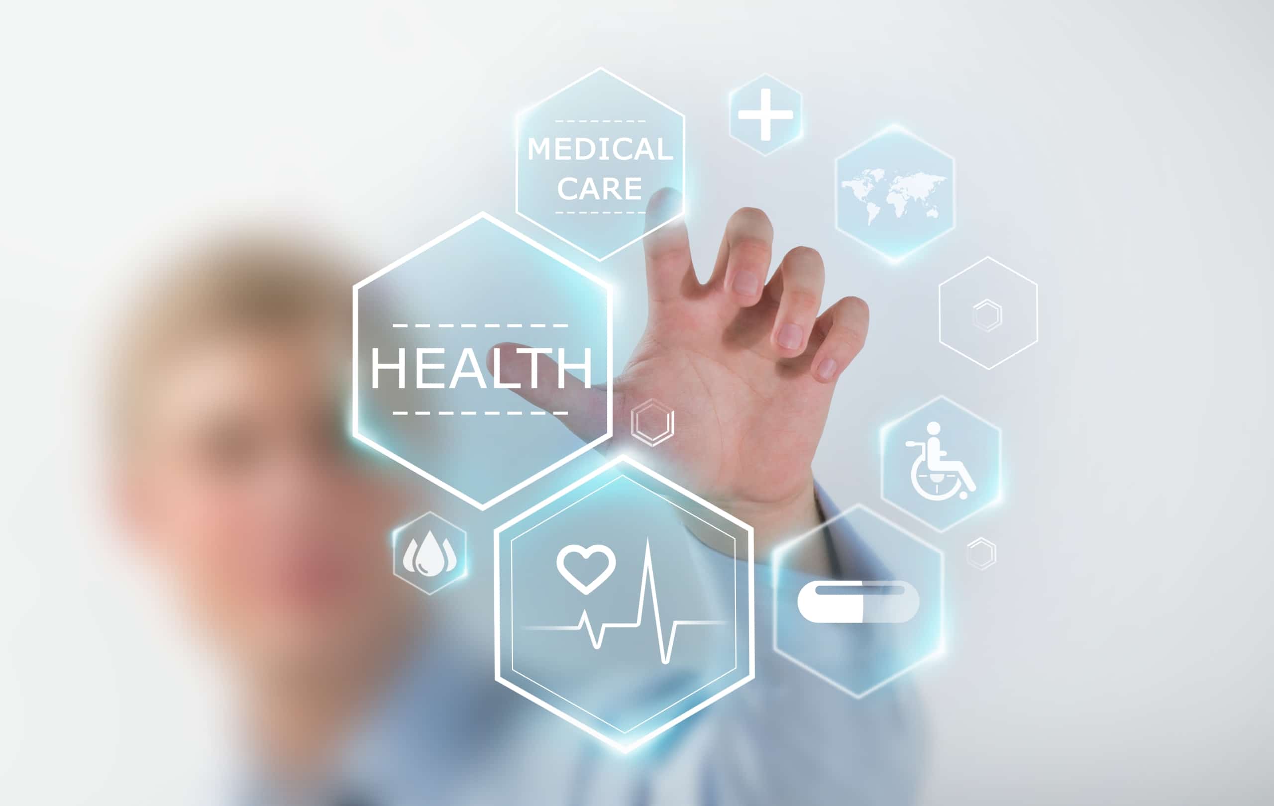 Male medical professional using virtual technology