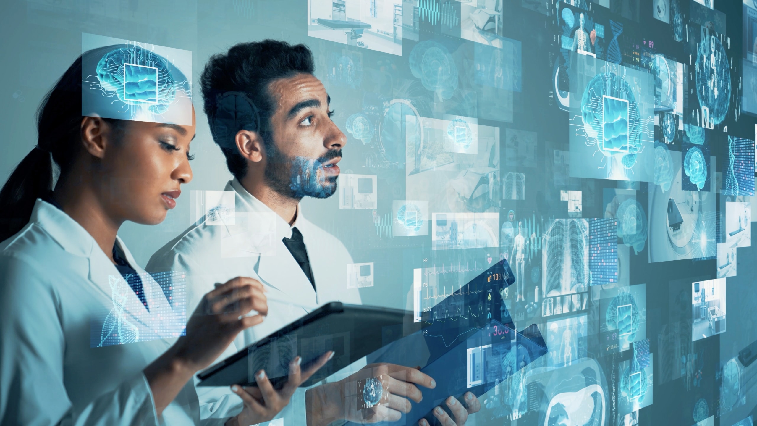 Medical technology concept with healthcare professionals
